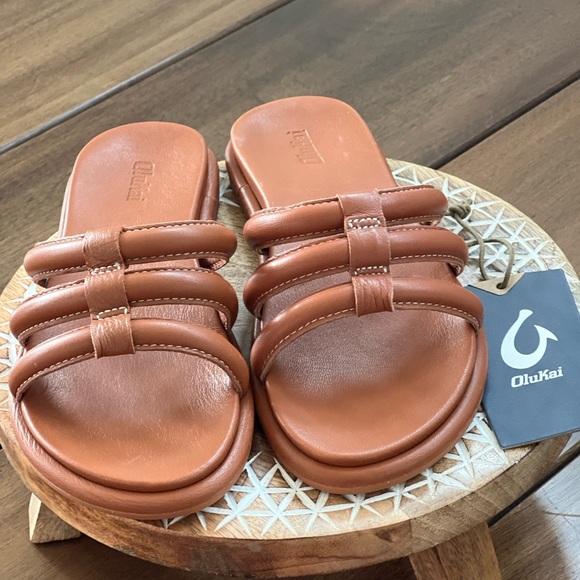OluKai Shoes - OluKai Tiare Slide Fox Leather Sandals
